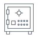 pictogramme coffre fort bleu